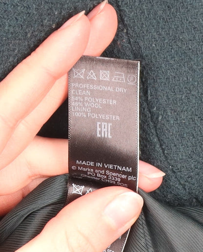 Marks and Spencer Women’s Green Wool Blend Long Overcoat UK 16