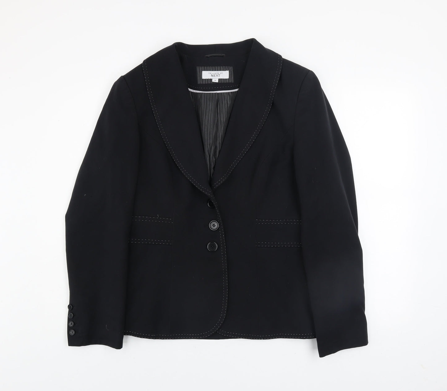Next Women Black Tailored Shawl Lapel Blazer Size 14