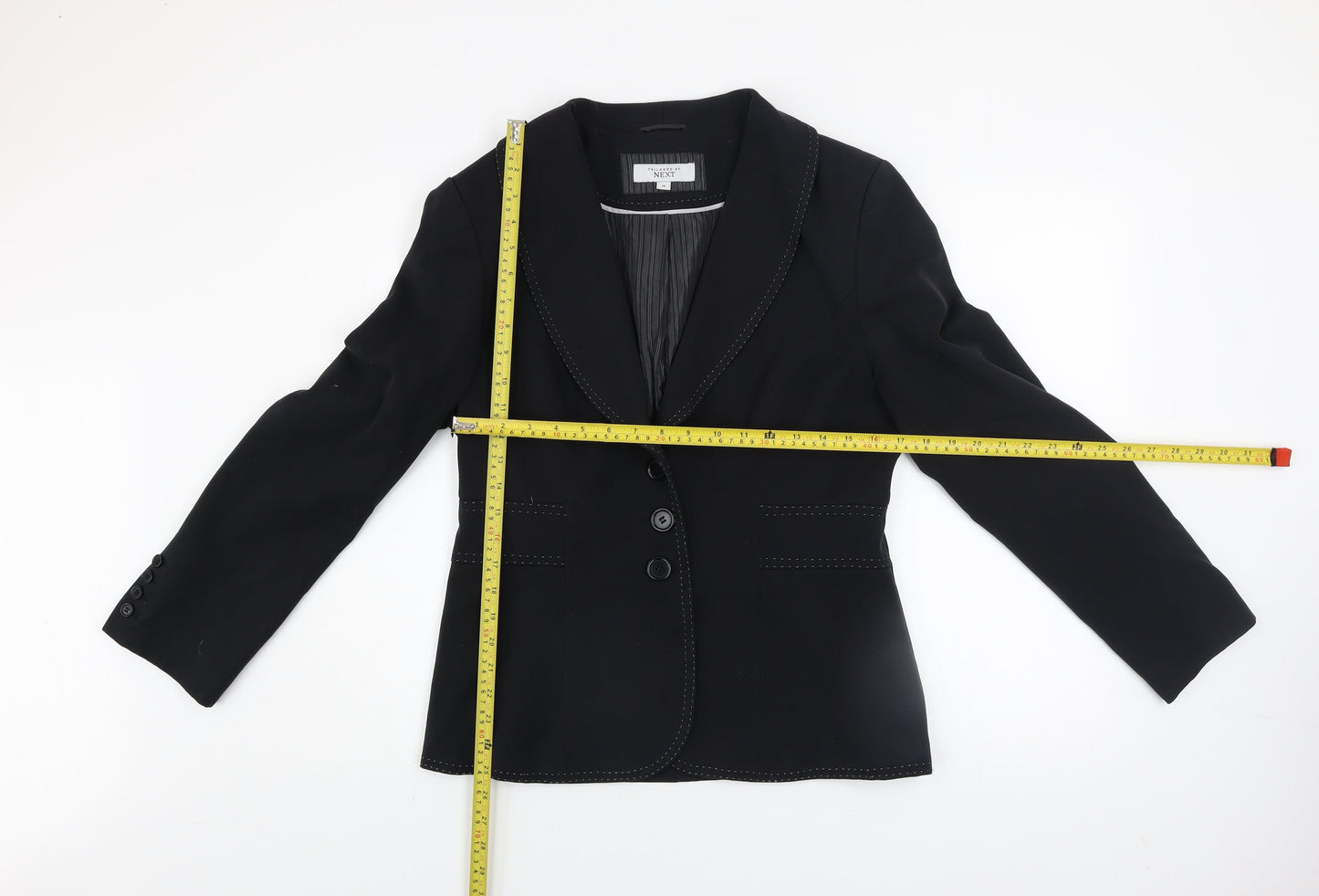Next Women Black Tailored Shawl Lapel Blazer Size 14