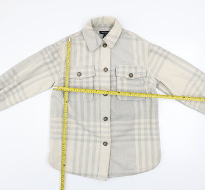 New Look Womens Grey Check Shacket Jacket Size 8 Regular Fit