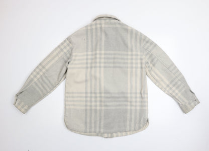 New Look Womens Grey Check Shacket Jacket Size 8 Regular Fit