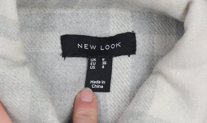 New Look Womens Grey Check Shacket Jacket Size 8 Regular Fit