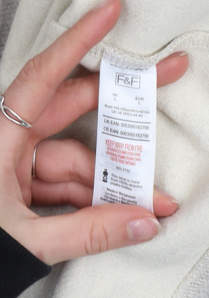 F&F Women’s Beige Buttoned Knit Coatigan L Long Sleeve Casual