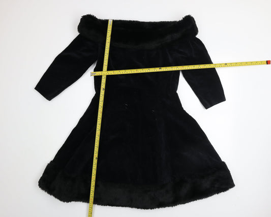 Miss Selfridge Women's Black Velvet Off Shoulder Dress Size 14