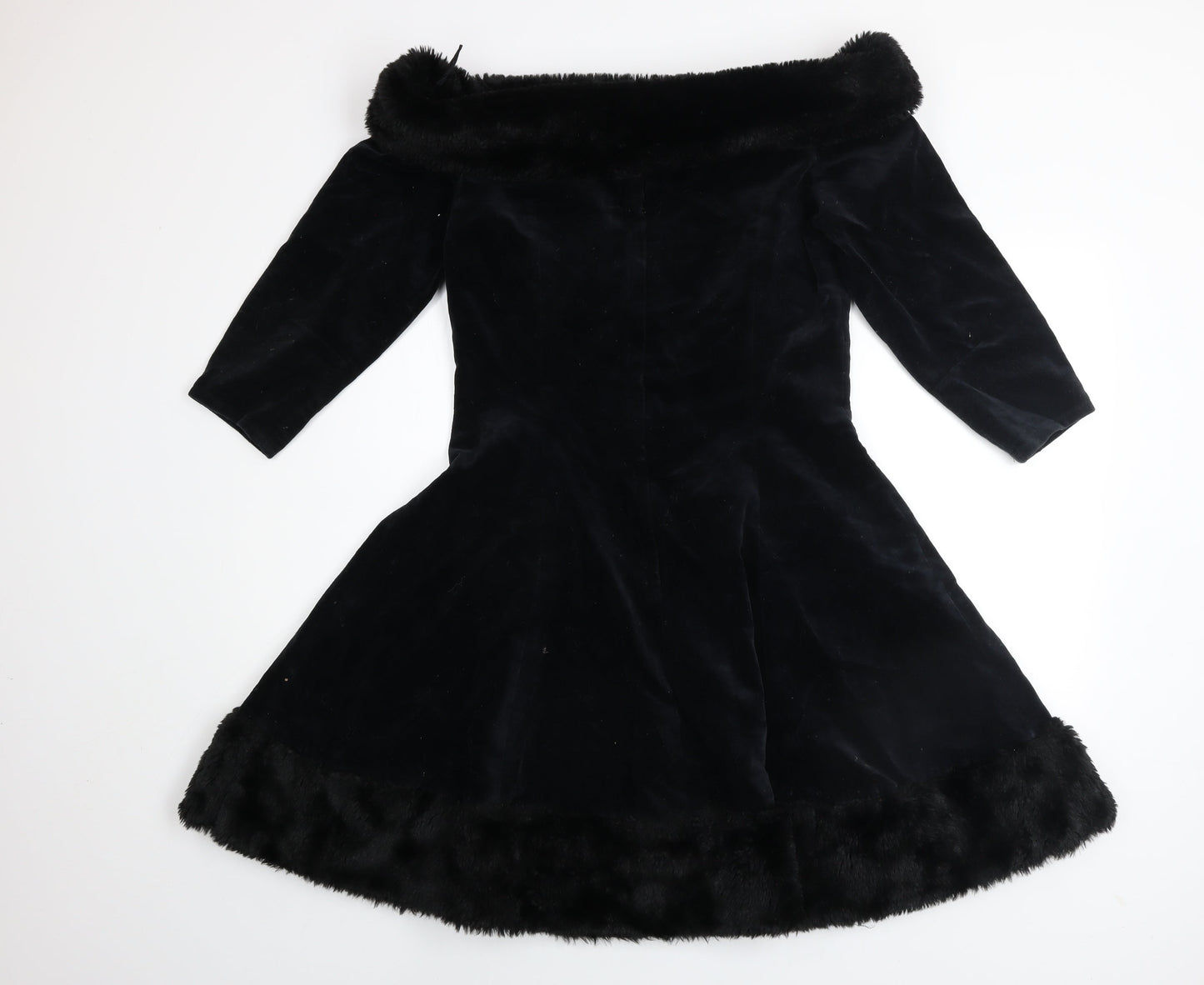 Miss Selfridge Women's Black Velvet Off Shoulder Dress Size 14