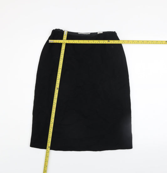 Marks and Spencer Women’s Black Wool Pencil Skirt Size 10 Knee Length