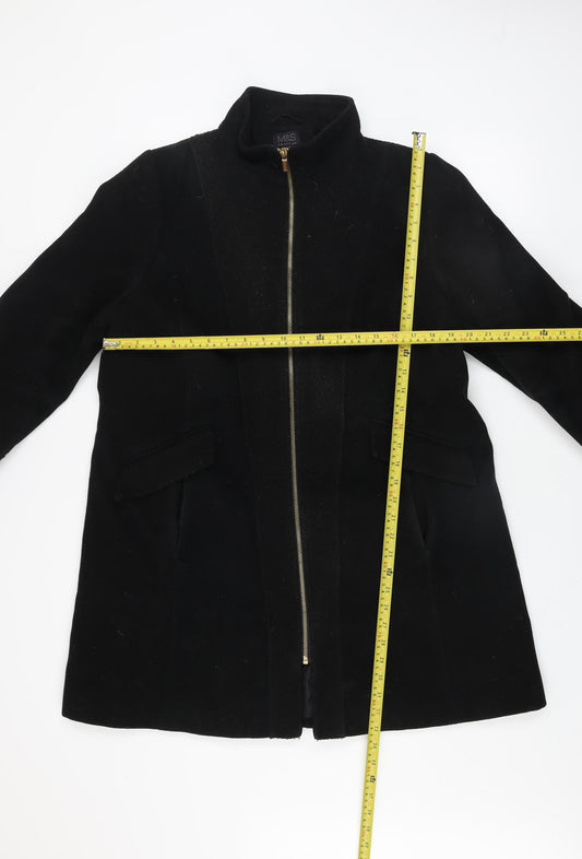 Marks and Spencer Womens Black Size 16 Mid-Length Zip Coat