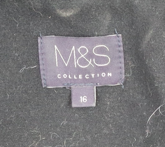 Marks and Spencer Womens Black Size 16 Mid-Length Zip Coat