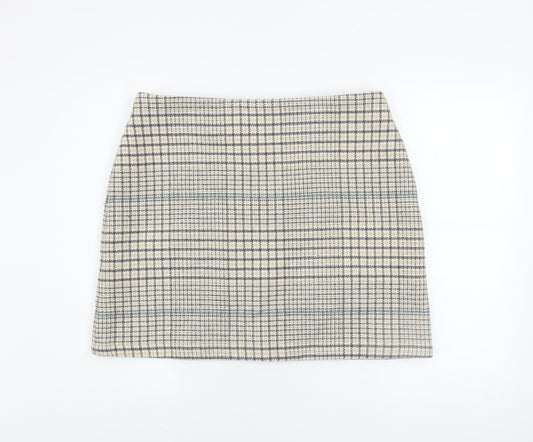 Nutmeg Women Beige Check Tweed Pencil Skirt Size 16
