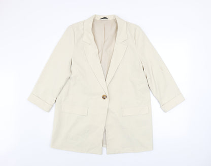 George Women Beige Single-Breasted Blazer Jacket Size 12