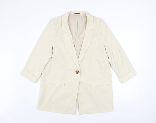 George Women Beige Single-Breasted Blazer Jacket Size 12