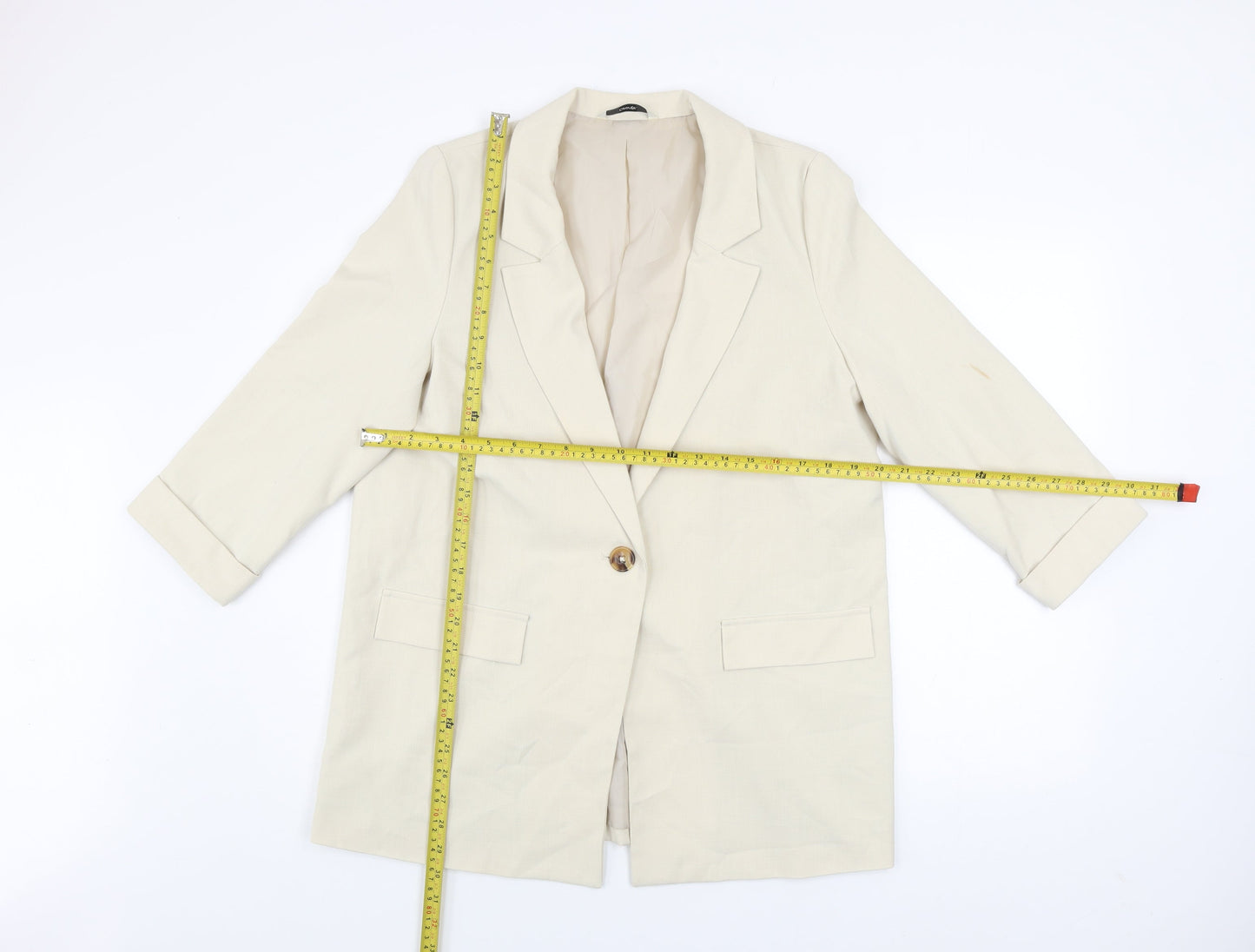 George Women Beige Single-Breasted Blazer Jacket Size 12