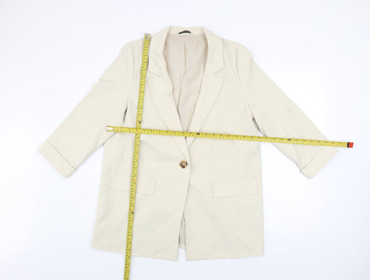 George Women Beige Single-Breasted Blazer Jacket Size 12
