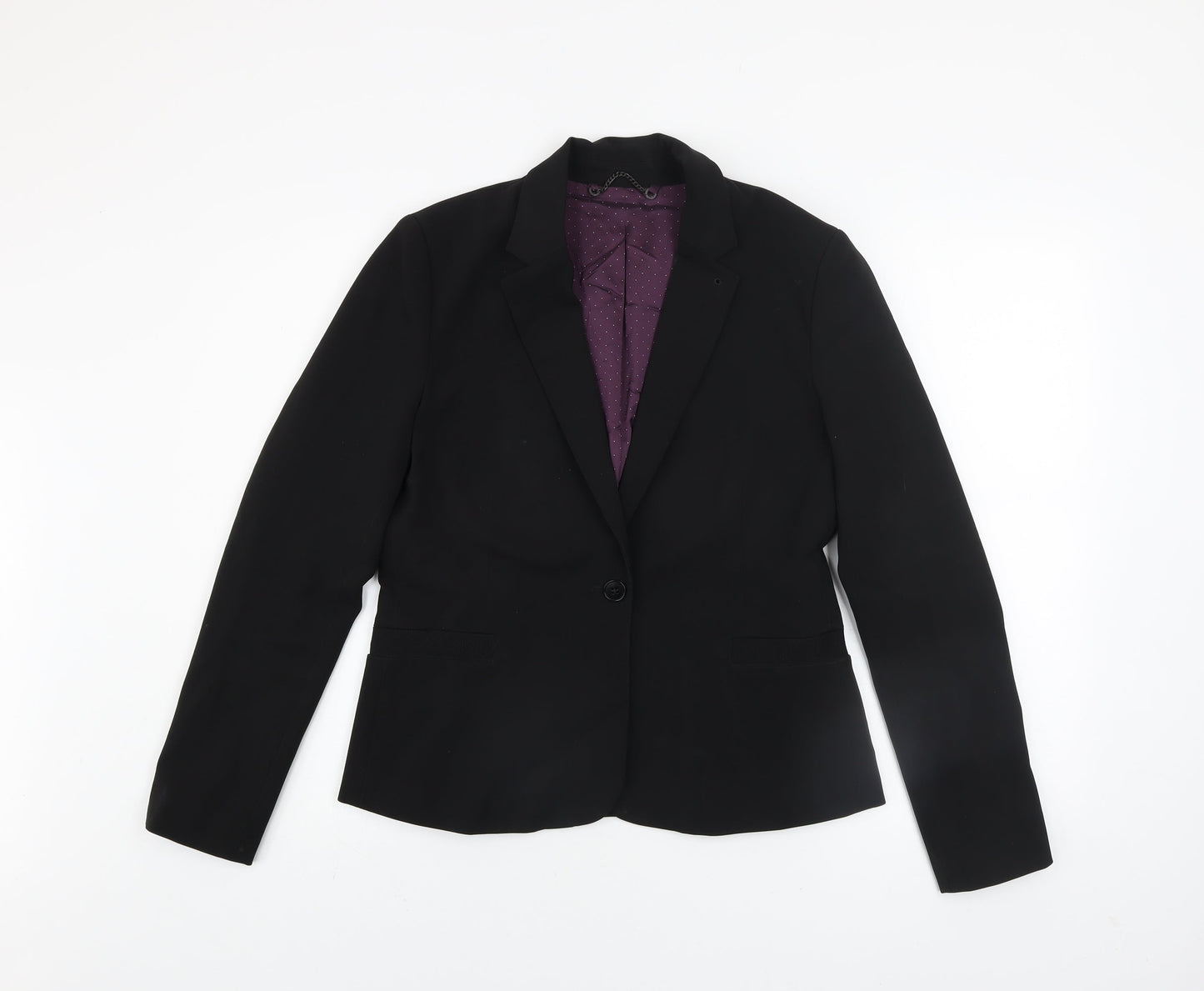 Jigsaw Womens Black Wool Blend Single-Breasted Blazer UK 12