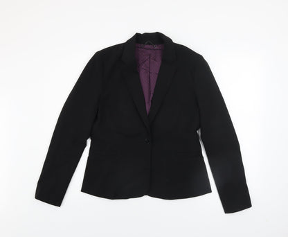 Jigsaw Womens Black Wool Blend Single-Breasted Blazer UK 12