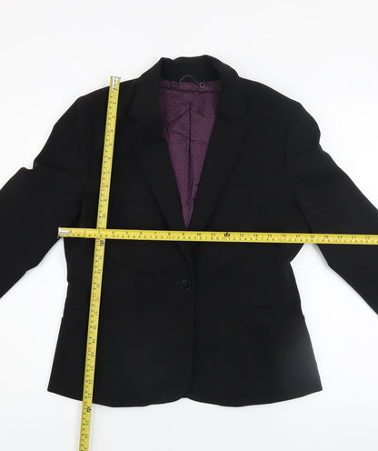 Jigsaw Womens Black Wool Blend Single-Breasted Blazer UK 12