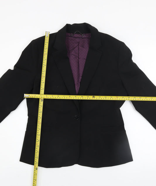 Jigsaw Womens Black Wool Blend Single-Breasted Blazer UK 12