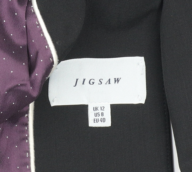 Jigsaw Womens Black Wool Blend Single-Breasted Blazer UK 12