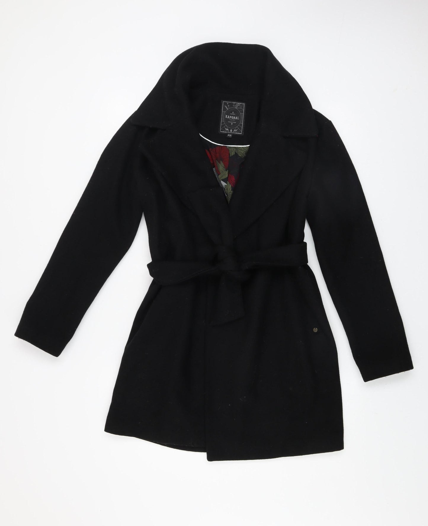 Womens UK Size XS Kaporal Black Overcoat