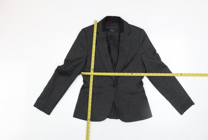 Next Women Grey Tailoring Classic Blazer Size 6 Single-Breasted
