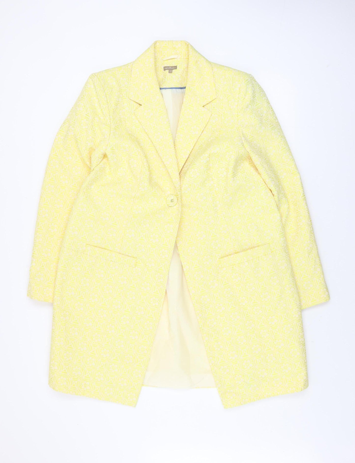 Womens UK Size 14 M&Co Boutique Yellow Blazer