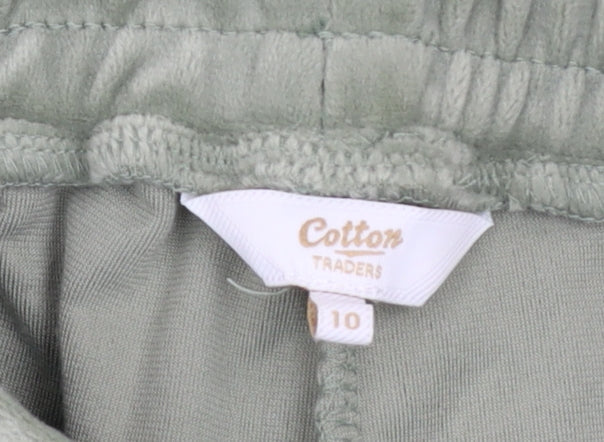 Womens UK Size 10 Cotton Traders Regular Fit Sweatpants Green Trousers