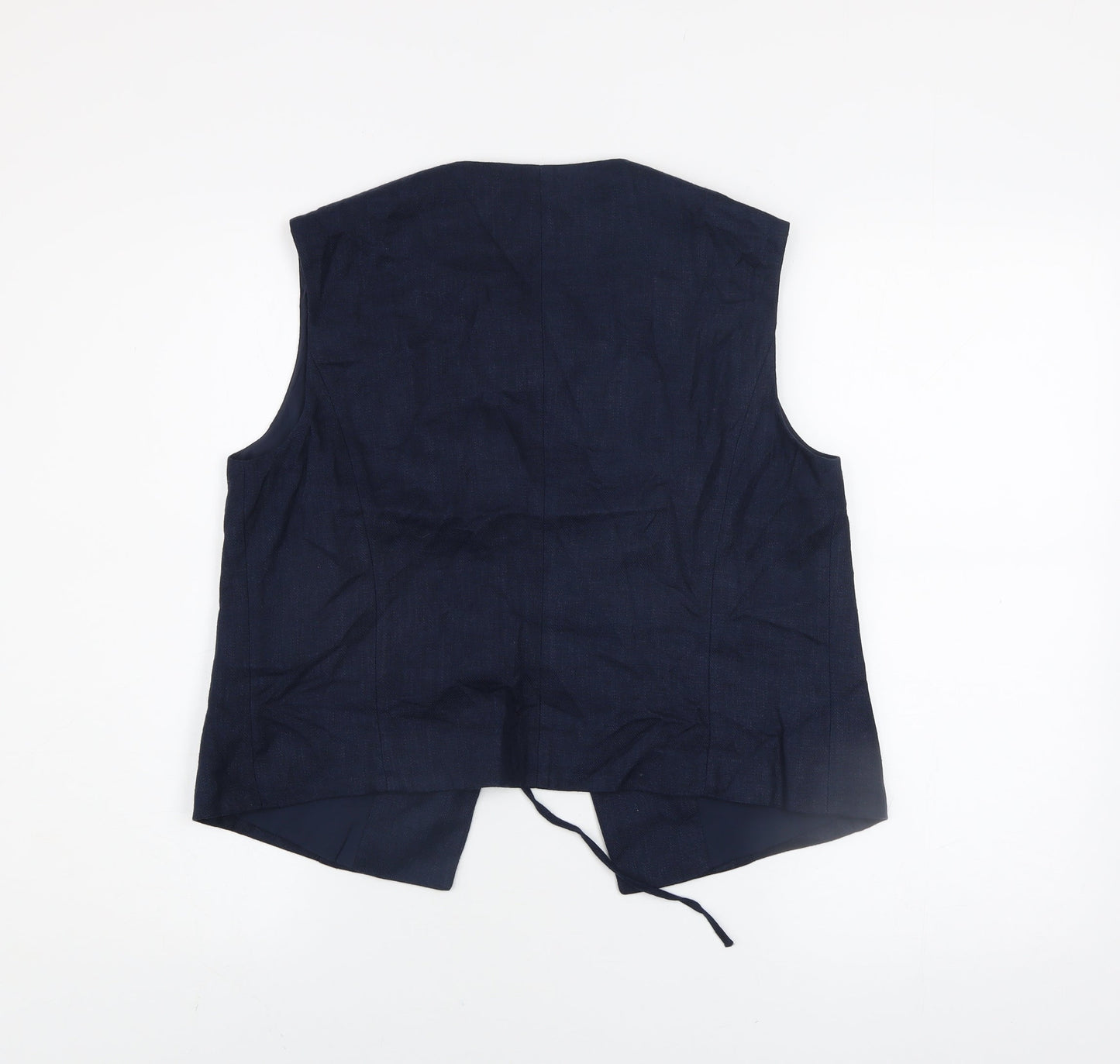 Marks and Spencer Women Blue Linen Blend Waistcoat Size 12