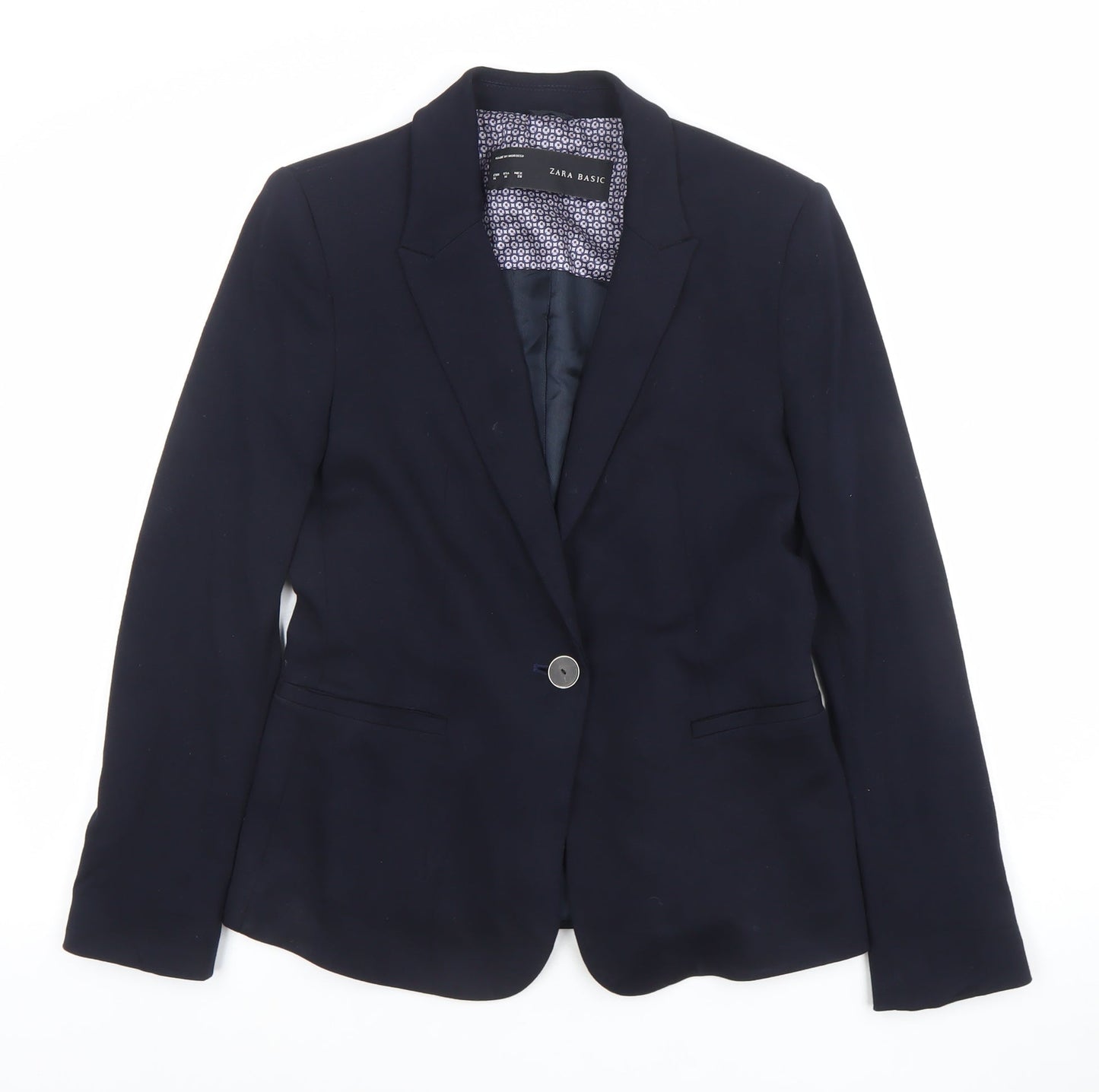 Zara Women's Blue Slim Fit Single-Breasted Lined Blazer Size 12