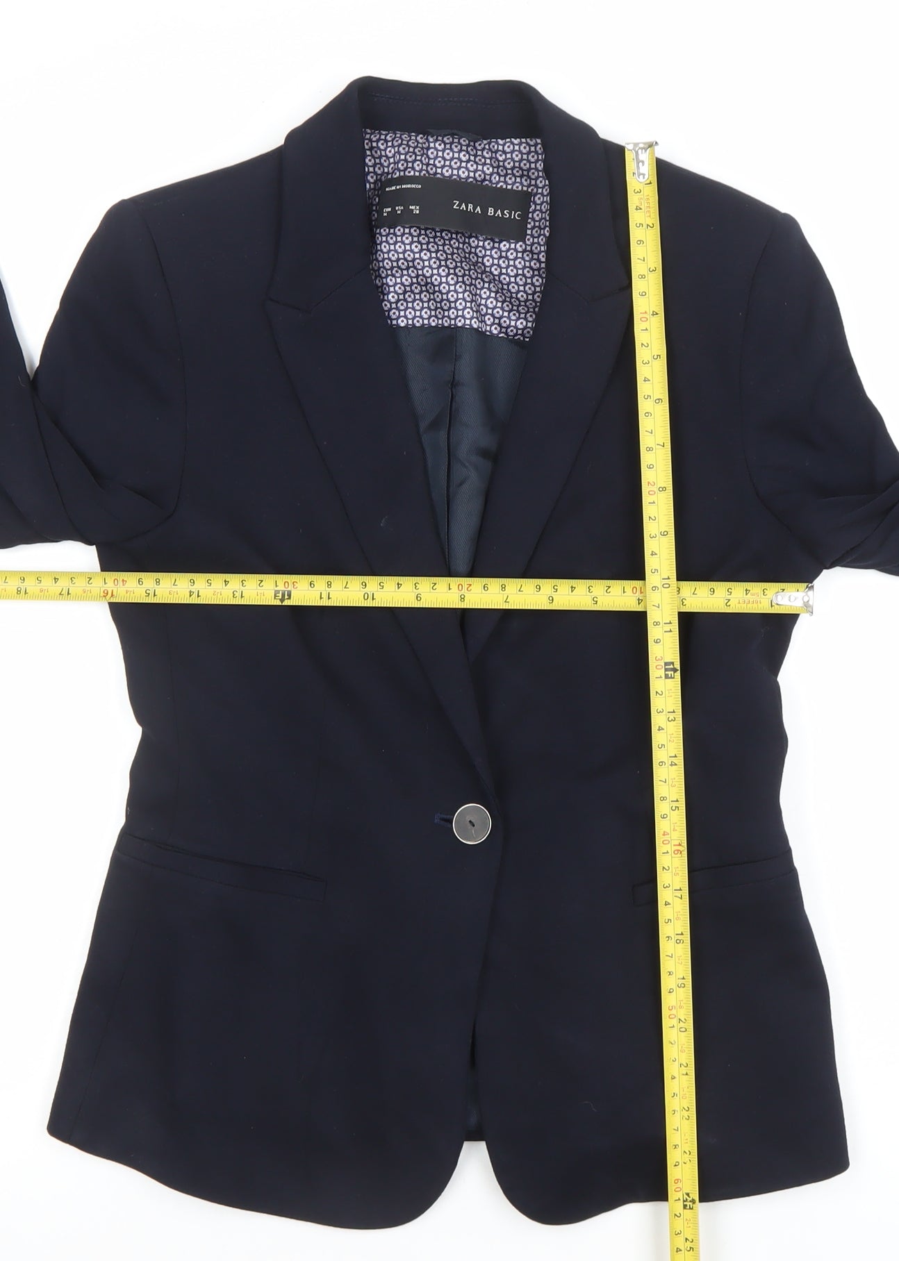 Zara Women's Blue Slim Fit Single-Breasted Lined Blazer Size 12