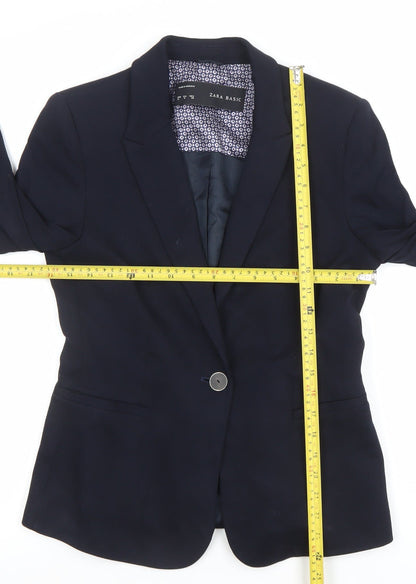 Zara Women's Blue Slim Fit Single-Breasted Lined Blazer Size 12