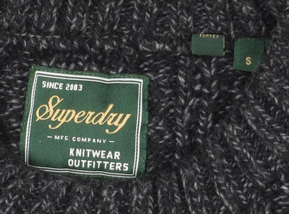 Superdry Men's Grey Cable-Knit Crew Neck Wool Jumper Size S