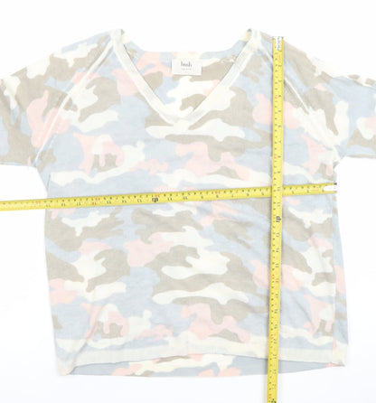 Hush Women’s Multicoloured Camo V-Neck Cotton Cashmere Jumper Size S