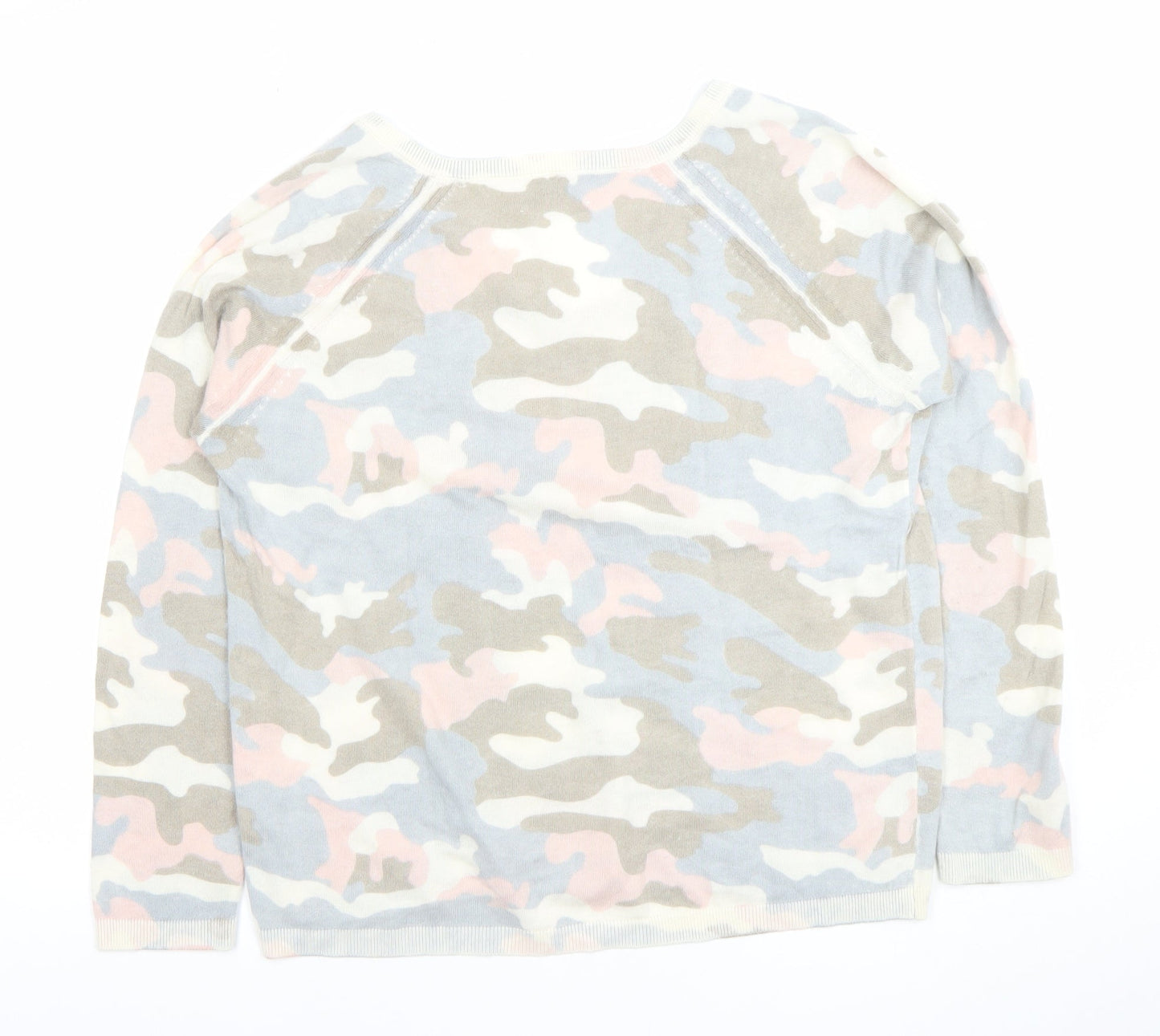 Hush Women’s Multicoloured Camo V-Neck Cotton Cashmere Jumper Size S