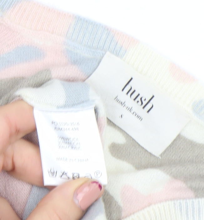 Hush Women’s Multicoloured Camo V-Neck Cotton Cashmere Jumper Size S