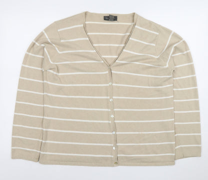 Womens UK Size L Van Heusen Beige Cardigan Jumper