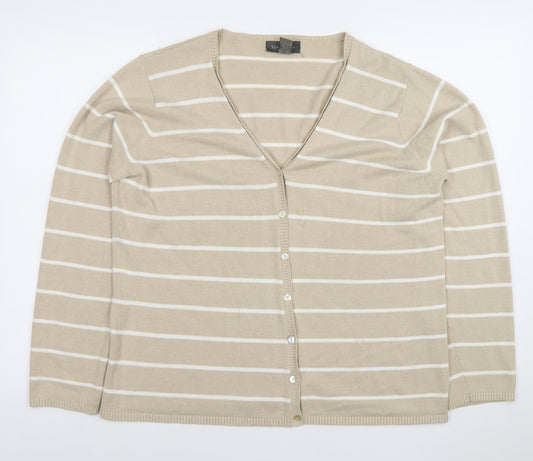 Womens UK Size L Van Heusen Beige Cardigan Jumper