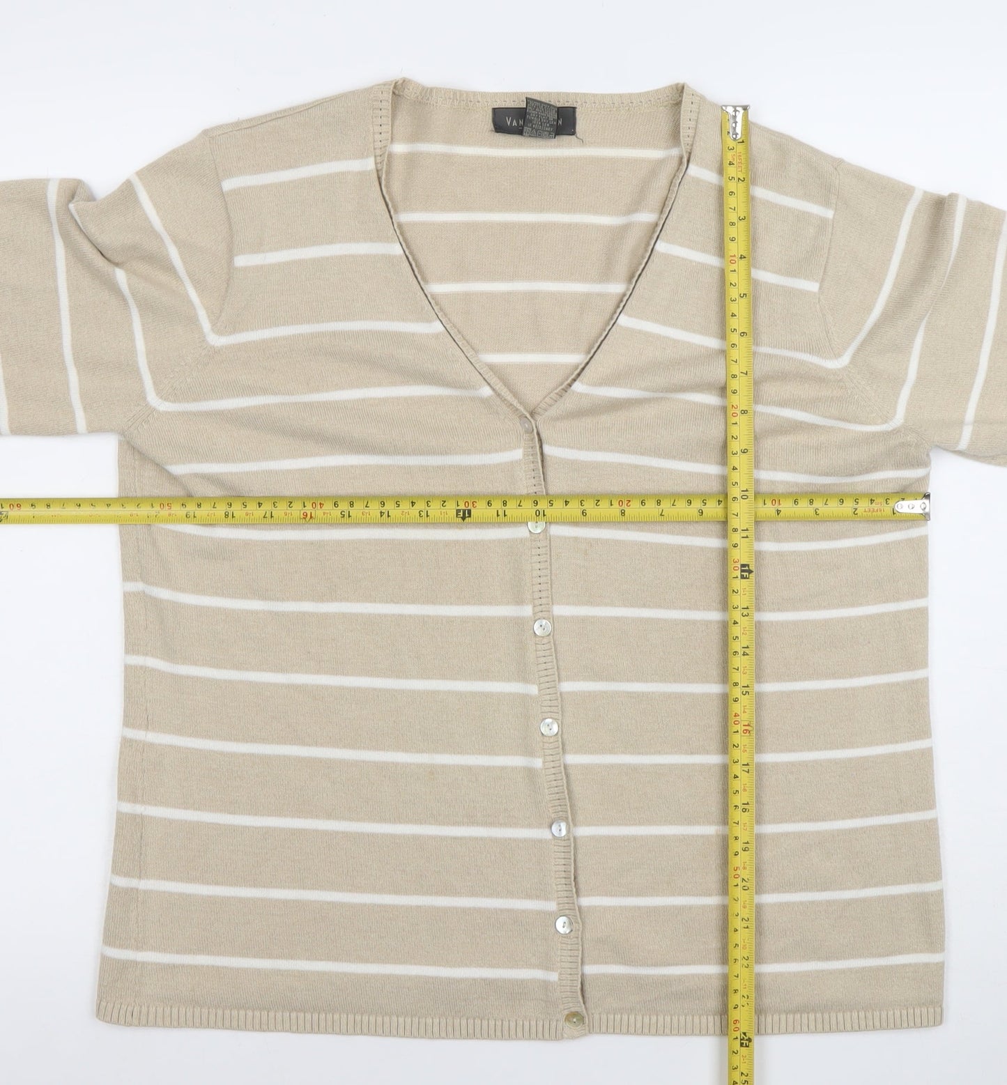 Womens UK Size L Van Heusen Beige Cardigan Jumper
