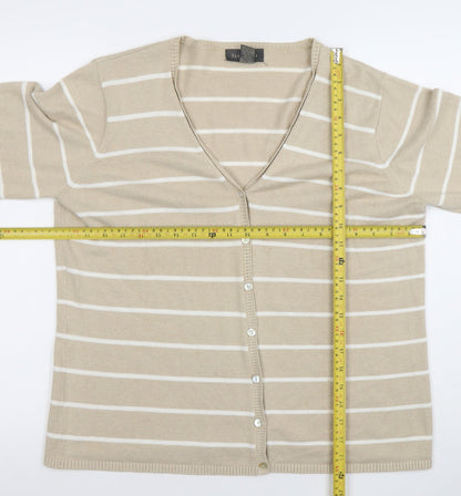 Womens UK Size L Van Heusen Beige Cardigan Jumper