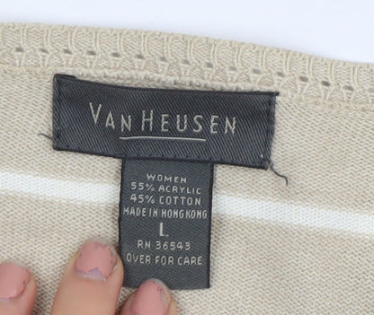 Womens UK Size L Van Heusen Beige Cardigan Jumper