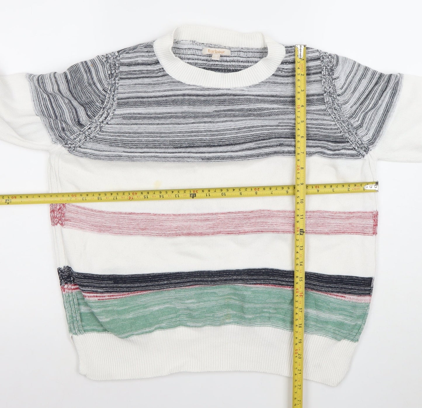 Barbour Women's Multicoloured Cotton Striped Pullover Jumper Size 12