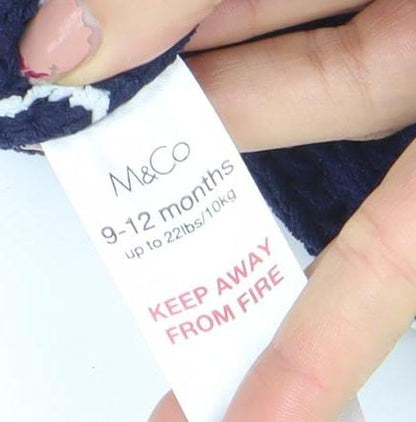 M&Co Unisex Baby Blue Striped Hooded Knit Jumper 9-12 Months Polyester