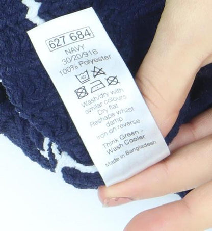 M&Co Unisex Baby Blue Striped Hooded Knit Jumper 9-12 Months Polyester