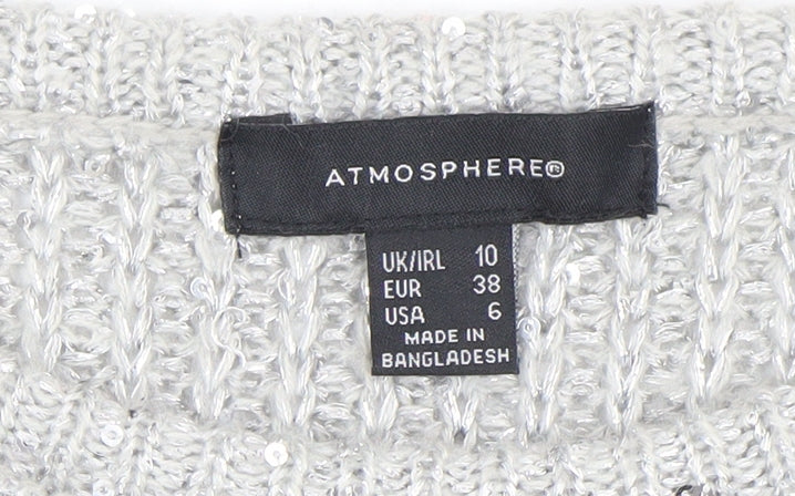 Womens UK Size 10 Atmosphere Silver Pullover Jumper