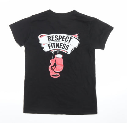 Womens UK Size S Casual Classics Black Basic T-Shirt