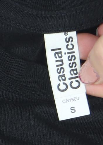 Womens UK Size S Casual Classics Black Basic T-Shirt