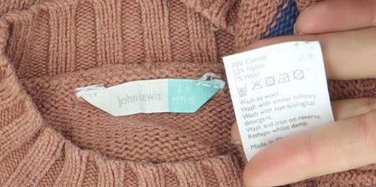 John Lewis Unisex Baby Brown Striped Dinosaur Knit Jumper 6-9 Months