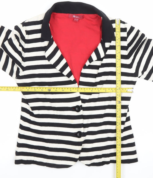 Monsoon Women's Black & White Striped Blazer UK 14 Cotton Blend