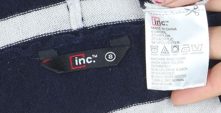 Womens UK Size 8 INC International Concepts Blue Hooded Pullover Jumper