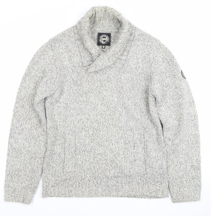 Peter Werth Men's Grey Shawl Neck Cable Knit Jumper Size M