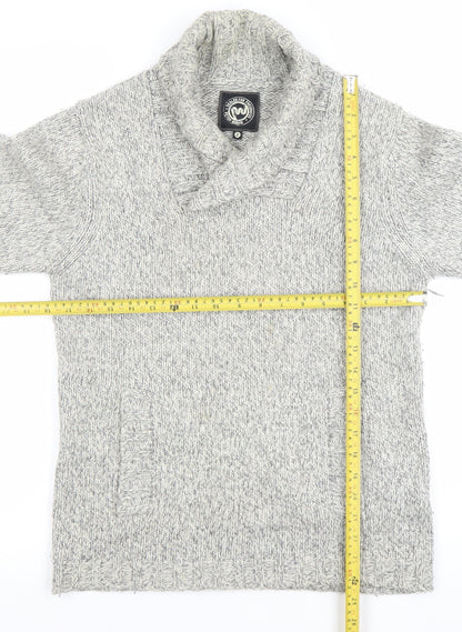 Peter Werth Men's Grey Shawl Neck Cable Knit Jumper Size M